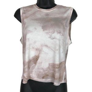 BABATON Pink Marbled Sleeveless  Crew Neck Cropped T-shirt Size M